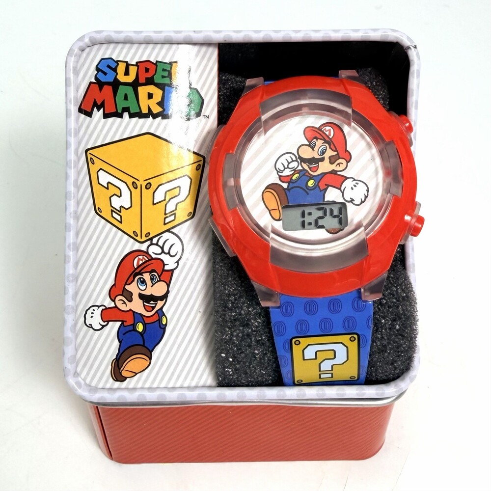 Accutime Super Mario Light Up LCD Digital Kids Watch Alarm Nylon Strap New